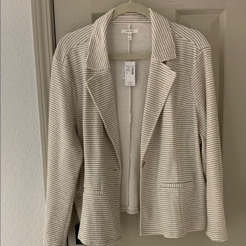 Women's Striped Blazer - White and Black